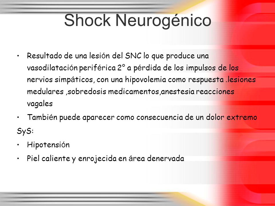 shock neurogenico signos y sintomas pdf